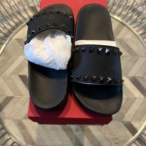 Valentino Rock Stud Slides 37 NIB